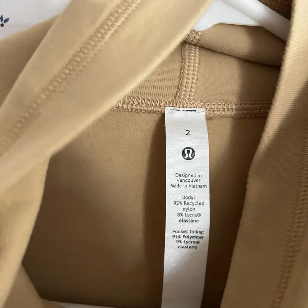 Lululemon Ready to Rulu Pullover 2 Pecan Tan Butter Yellow Top Turtleneck Mock